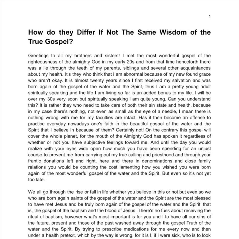 How do they Differ If Not The Same Wisdom of the True Gospel?
