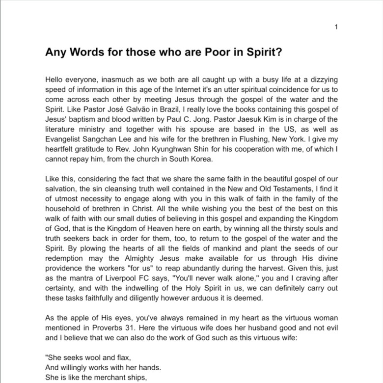 Any Words for those who are Poor in Spirit?